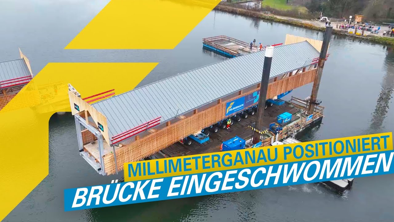 Spektakulärer Brückenbau in Wels – das Einschwimmen im Detail Slide